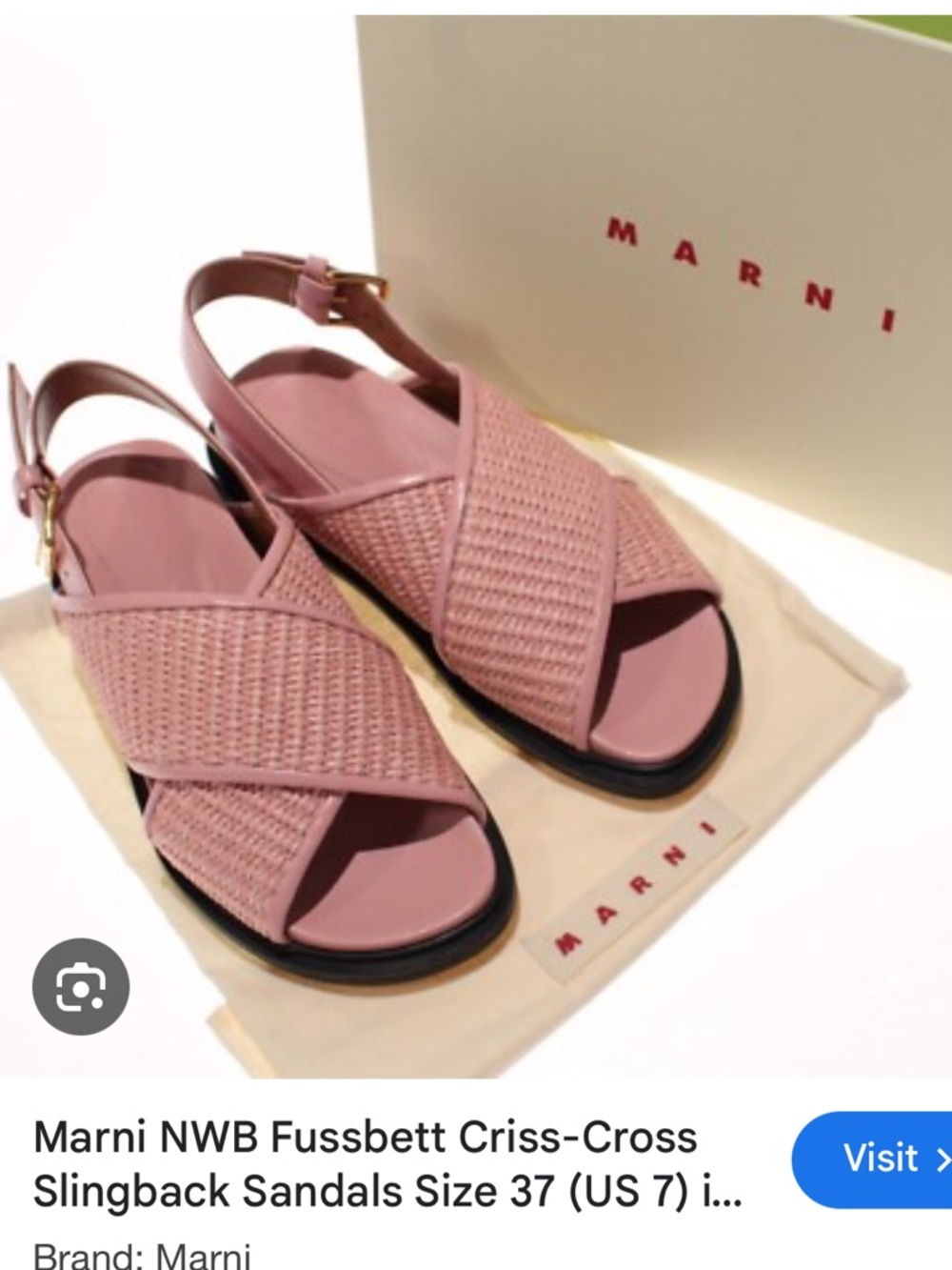 Marni Dusty Rose Criss-Cross Slingback Sandals NWB